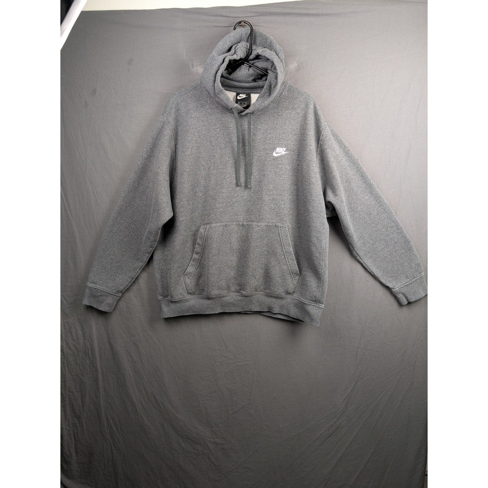 Nike Mens Club Fleece Hoodie Gray XL Pullover Sweatshirt - Picture 1 of 7
